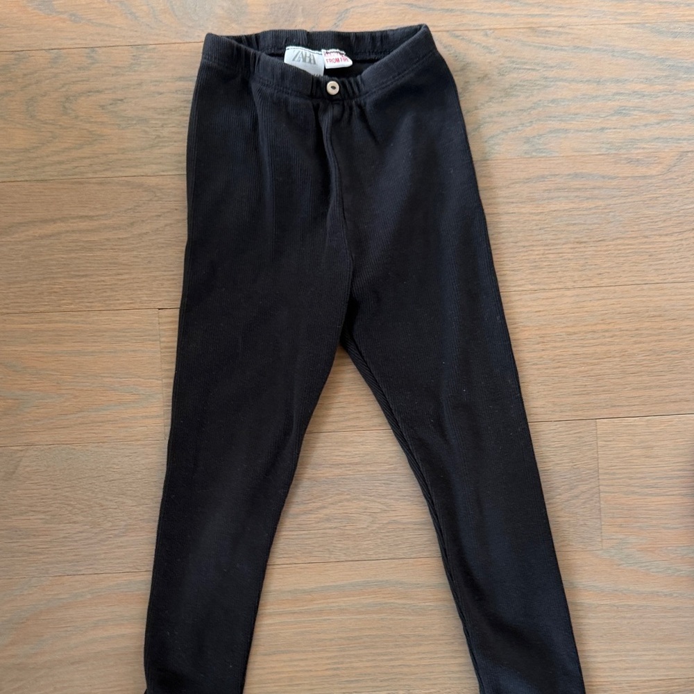 Zara Kids Black Ribbed Leggings